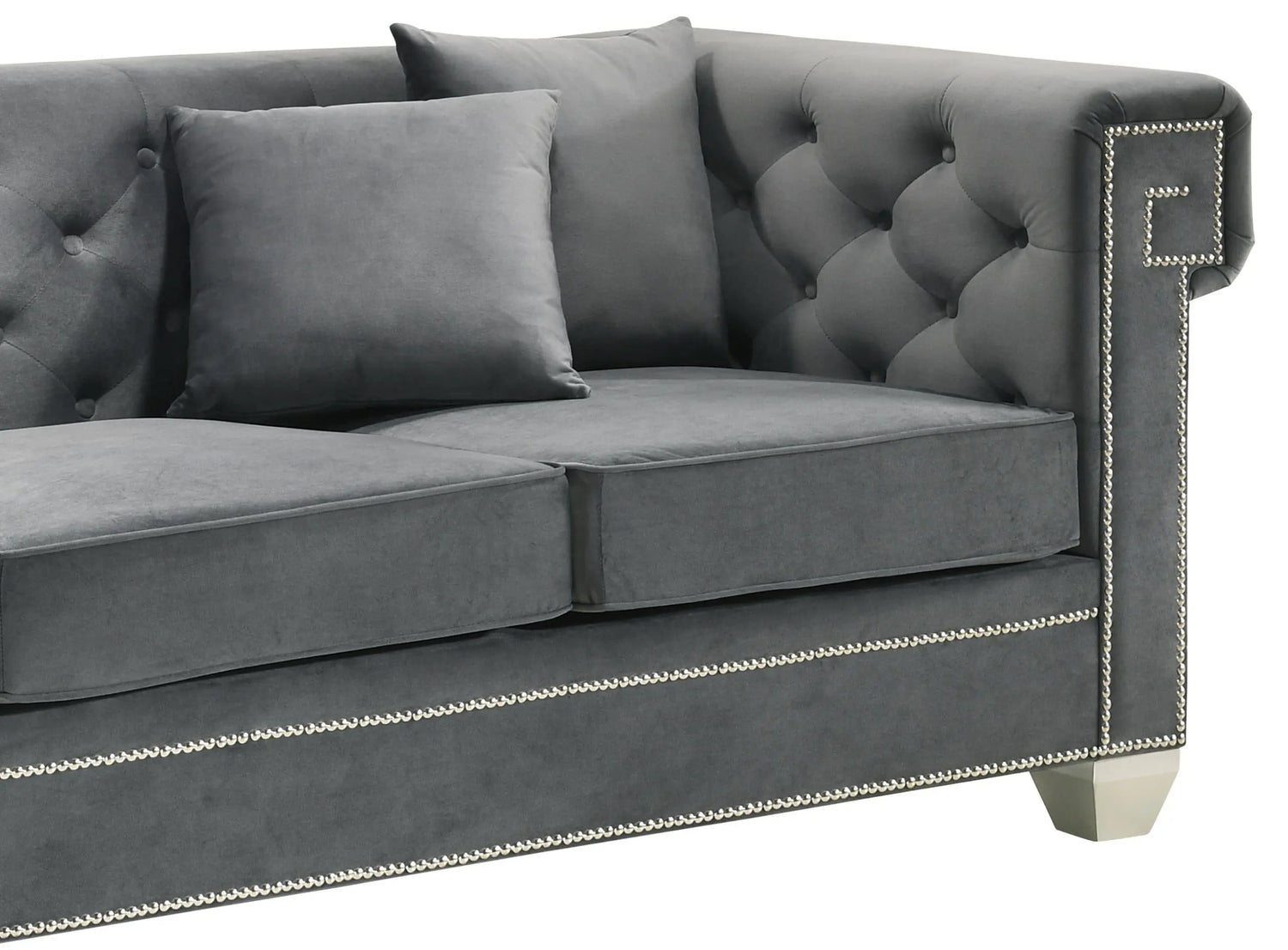Clover Modern Style Gray Loveseat with Steel Legs - Home Elegance USA