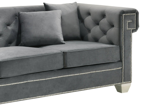 Clover Modern Style Gray Loveseat With Steel Legs | Cosmos