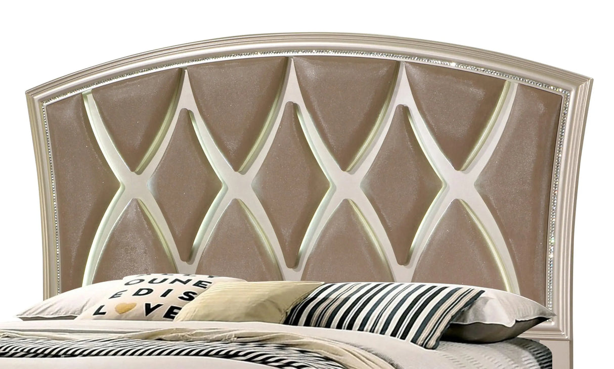 Faisal Transitional Style Queen Bed in Champagne finish Wood - Home Elegance USA