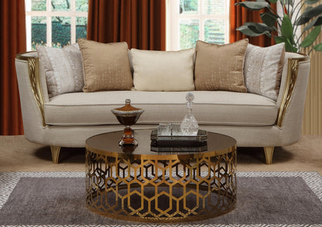 Cora Modern Style Beige Sofa in Gold finish - Home Elegance USA
