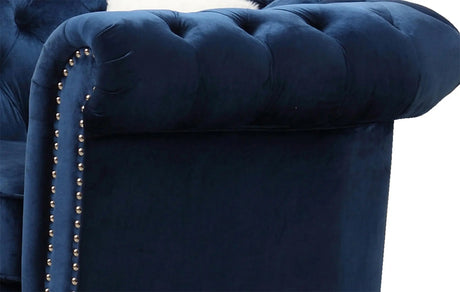 Mia Transitional Style Navy Chair With Silver Finish | Cosmos