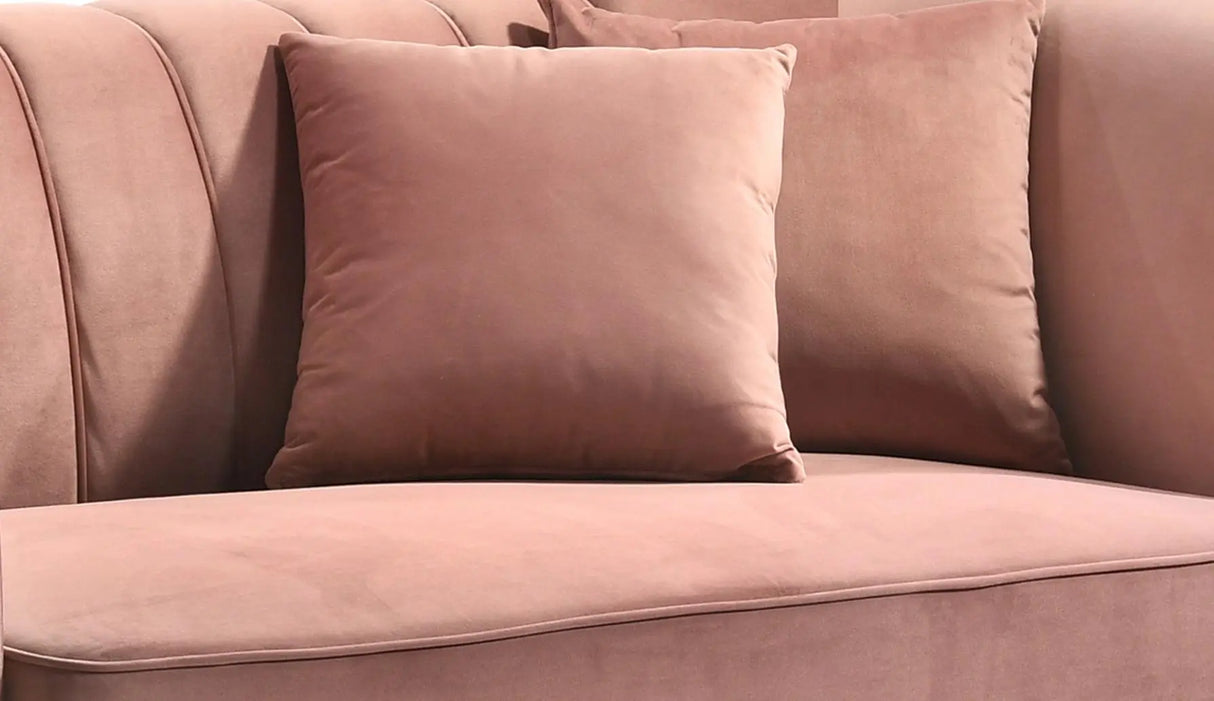 Lexington Transitional Style Coral Loveseat with Gold Finish - Home Elegance USA