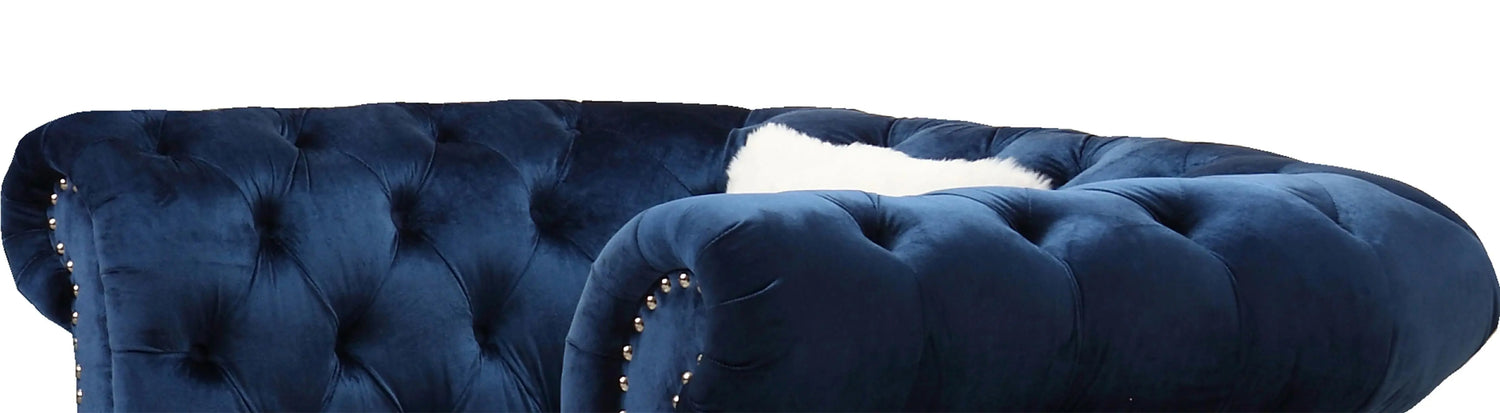 Mia Transitional Style Navy Chair with Silver Finish - Home Elegance USA