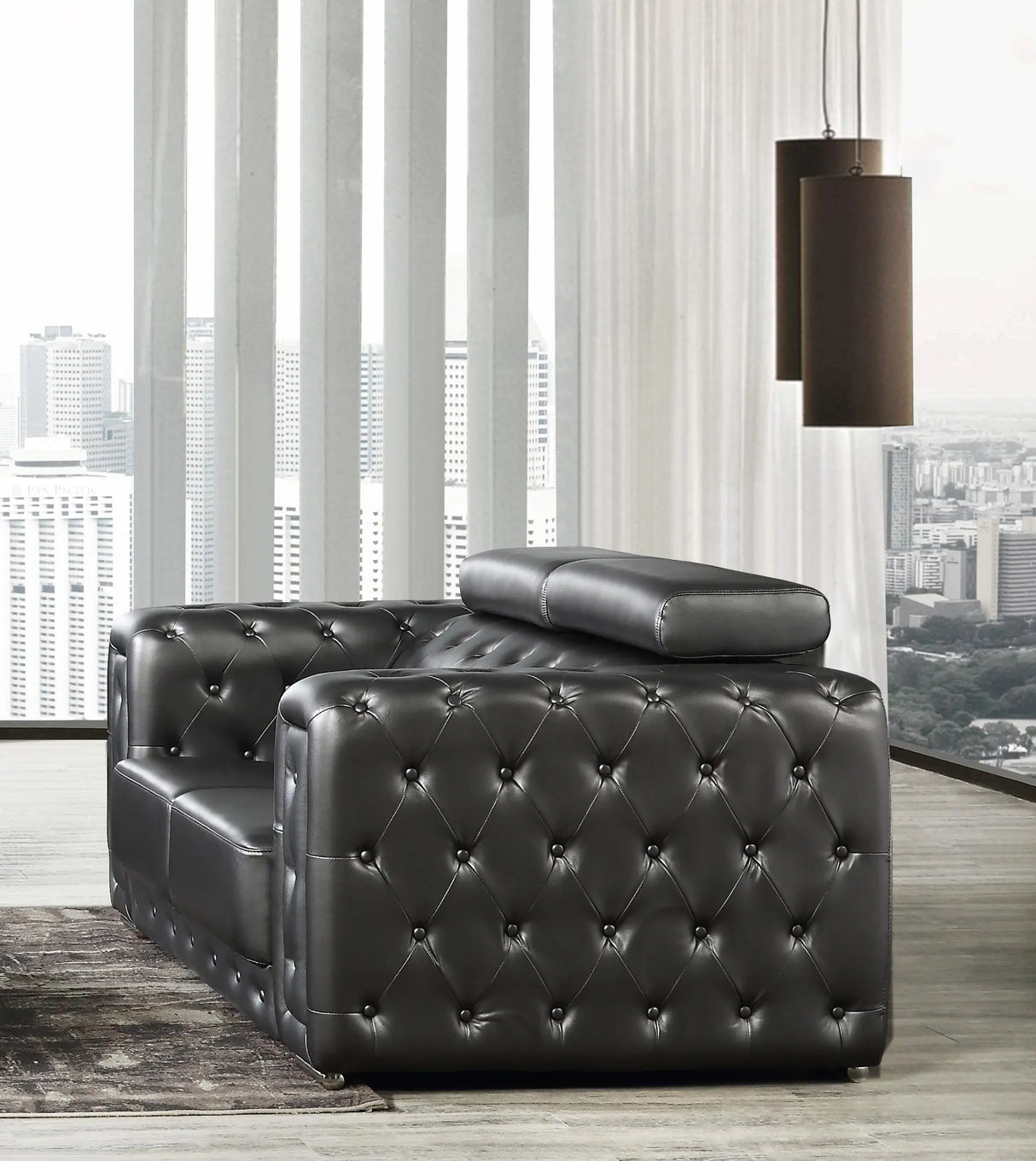 Charlise Modern Style Silver Loveseat in Faux Leather - Home Elegance USA