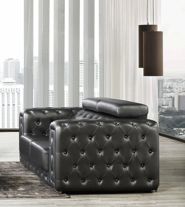 Charlise Modern Style Silver Loveseat in Faux Leather - Home Elegance USA