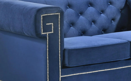 Clover Modern Style Blue Sofa With Steel Legs | Cosmos