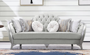 Natalia Transitional Style Sofa In Silver Finish Wood | Cosmos