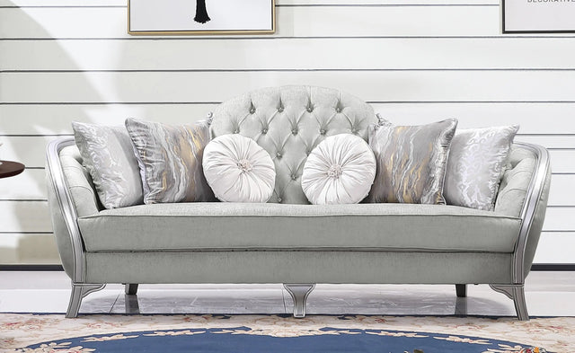 Natalia Transitional Style Sofa in Silver finish Wood - Home Elegance USA