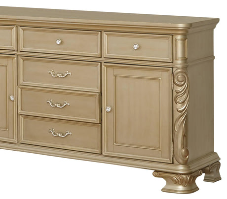Miranda Transitional Style Dining Buffet In Gold Finish Wood | Cosmos