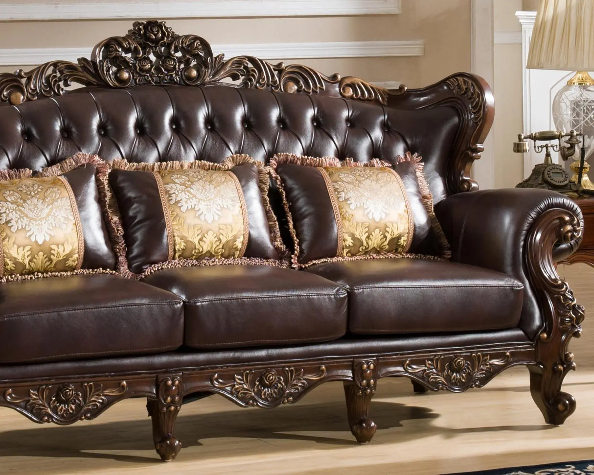 Vanessa Traditional Style Sofa in Walnut finish Wood - Home Elegance USA