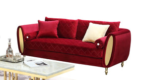 Ruby Modern Style Red Sofa With Gold Finish | Cosmos