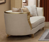 Cora Modern Style Beige Loveseat in Gold finish - Home Elegance USA