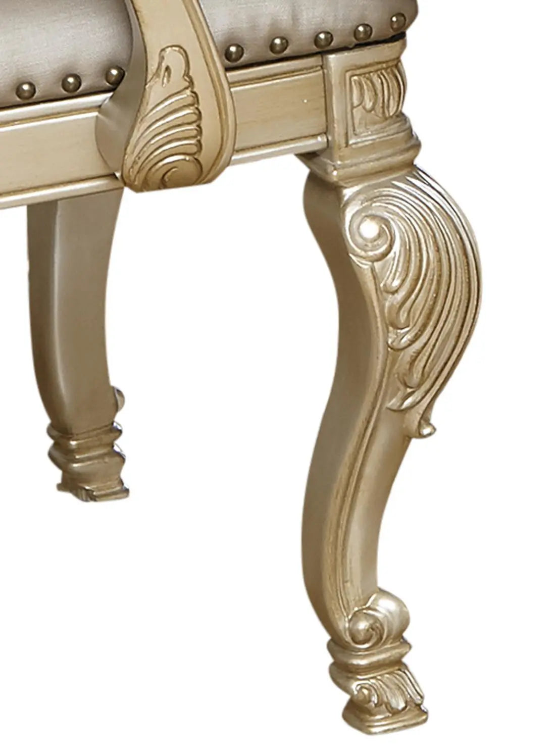 Miranda Transitional Style Dining Arm Chair in Gold finish Wood - Home Elegance USA