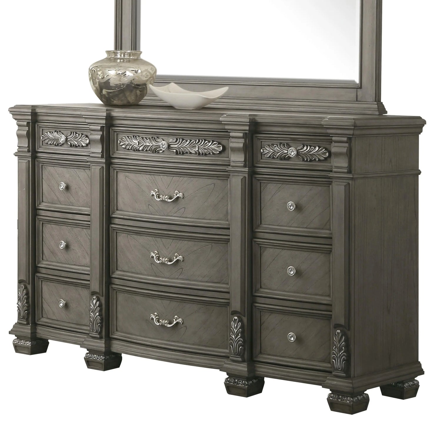 Silvy Transitional Style Dresser in Gray finish Wood - Home Elegance USA