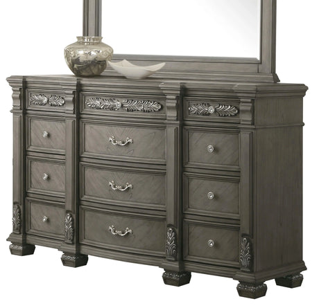Silvy Transitional Style Dresser In Gray Finish Wood | Cosmos
