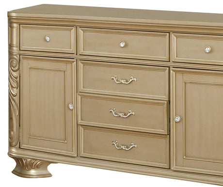 Miranda Transitional Style Dining Buffet In Gold Finish Wood | Cosmos