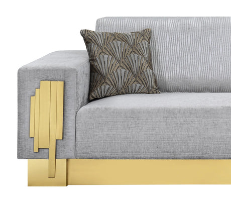Megan Modern Style Gray Sofa With Gold Finish | Cosmos