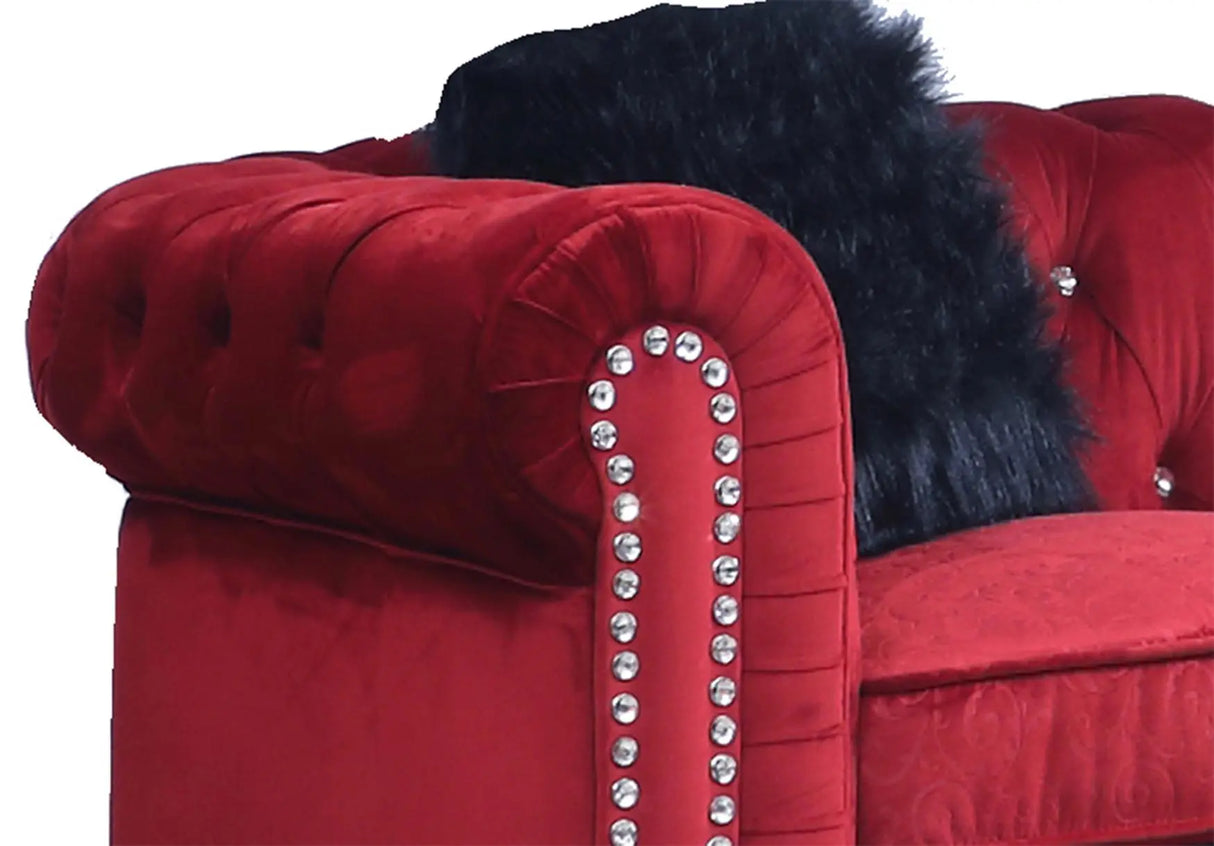 Sahara Modern Style Red Sofa with Acrylic legs - Home Elegance USA