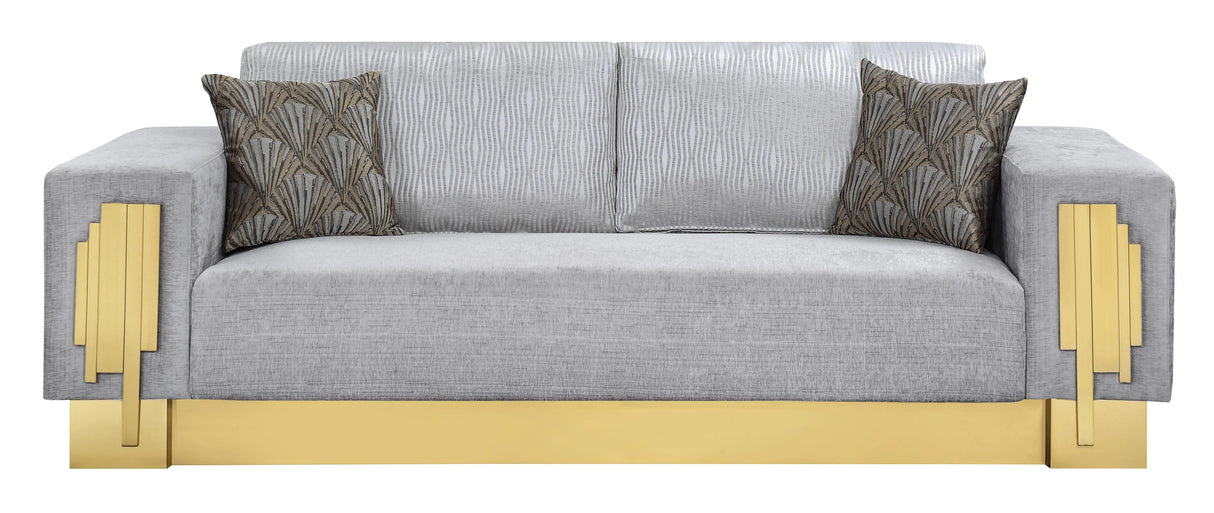 Megan Modern Style Gray Sofa with Gold Finish - Home Elegance USA