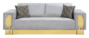 Megan Modern Style Gray Sofa With Gold Finish | Cosmos