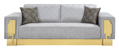 Megan Modern Style Gray Sofa with Gold Finish - Home Elegance USA