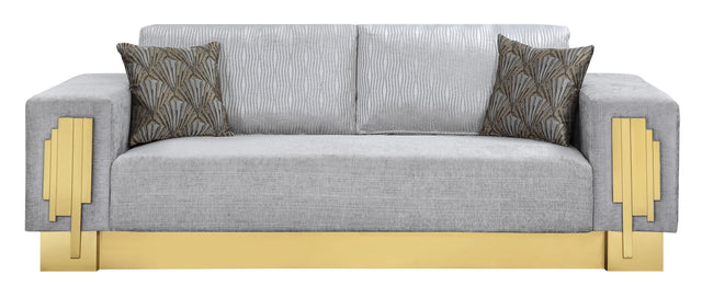 Megan Modern Style Gray Sofa with Gold Finish - Home Elegance USA