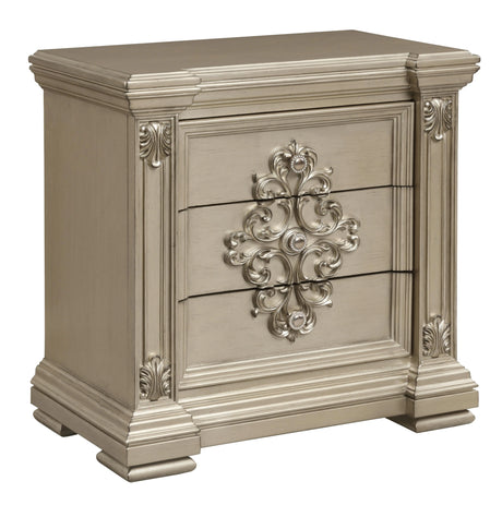 Alicia Transitional Style Nightstand in Beige finish Wood - Home Elegance USA