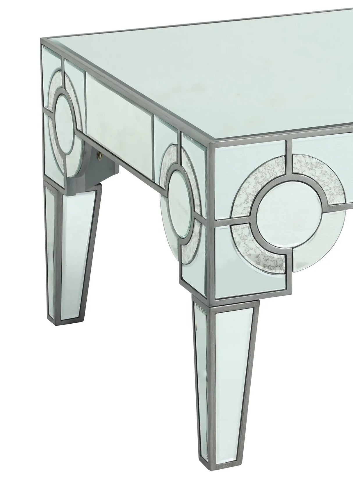 Zoe Modern Style Glass Coffee Table with Silver fiinish - Home Elegance USA