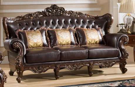 Vanessa Traditional Style Sofa in Walnut finish Wood - Home Elegance USA