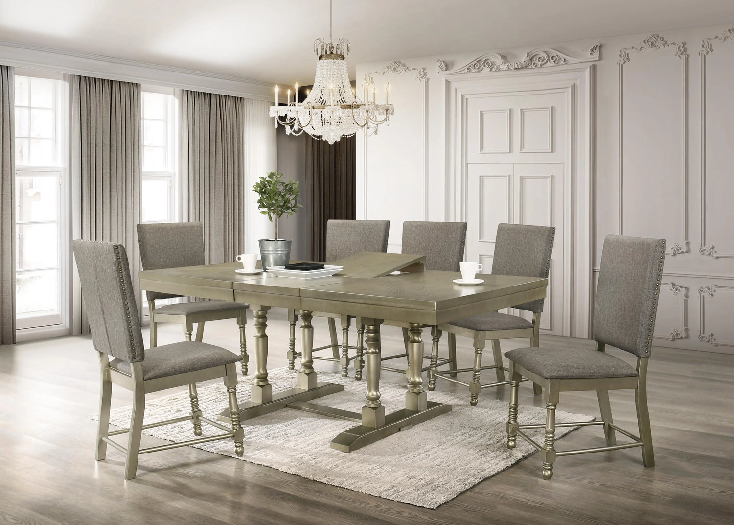 Eden Transitional Style Dining Table in Metallic finish Wood - Home Elegance USA