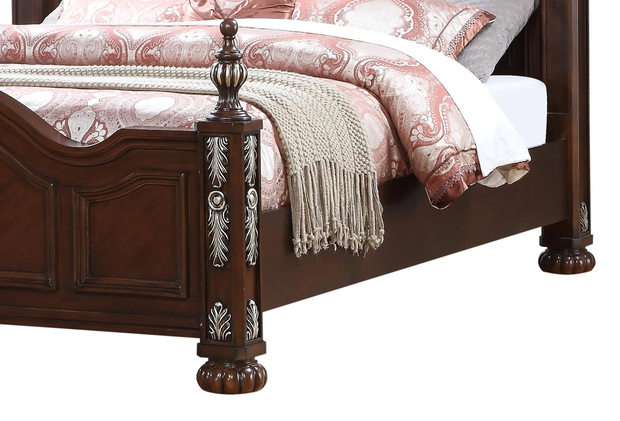 Rosanna Traditional Style Queen Bed in Cherry finish Wood - Home Elegance USA