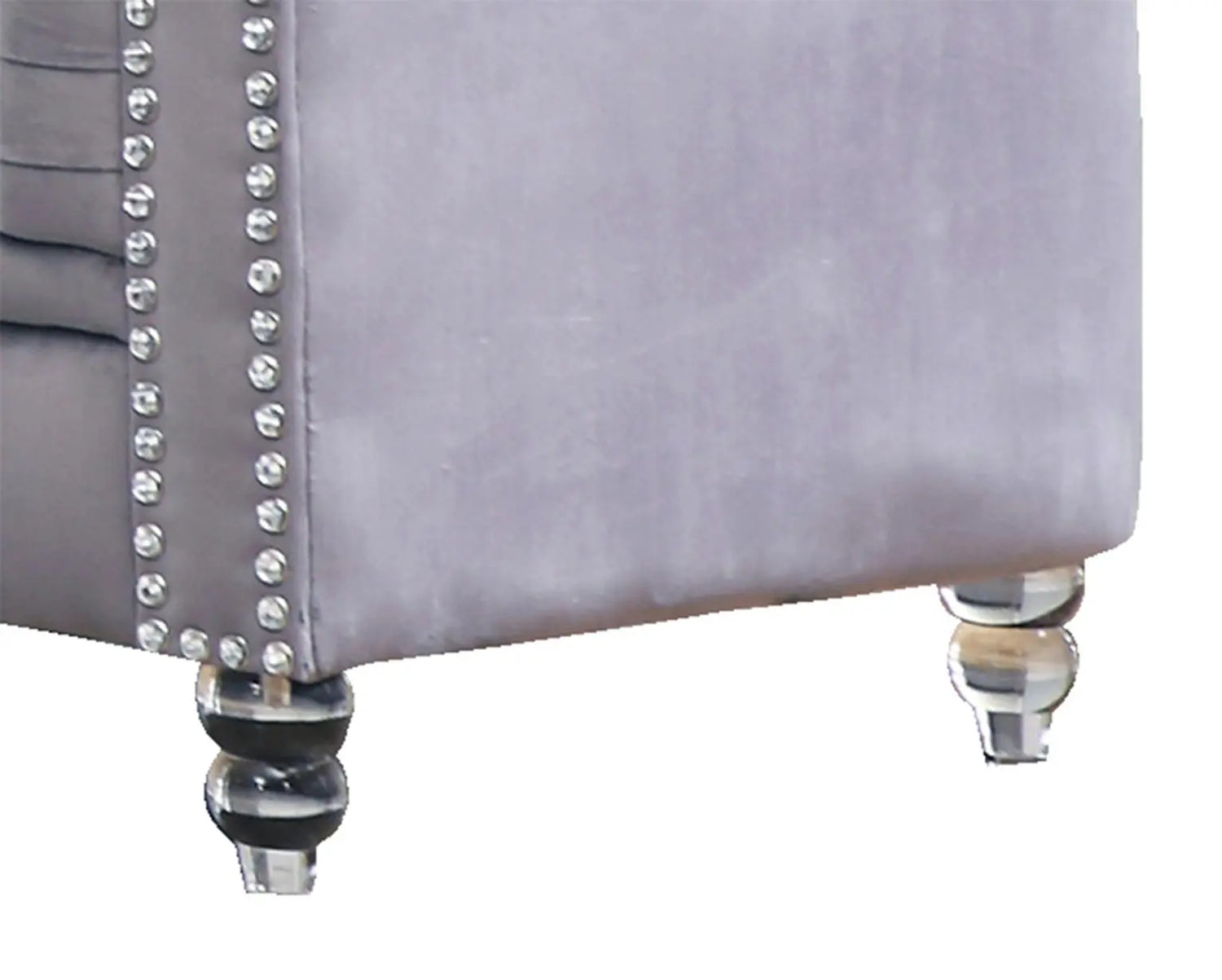 Sahara Modern Style Gray Loveseat with Acrylic legs - Home Elegance USA