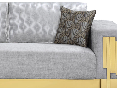 Megan Modern Style Gray Sofa With Gold Finish | Cosmos