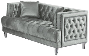 Kendel Silver Modern Style Gray Loveseat With Acrylic Legs | Cosmos