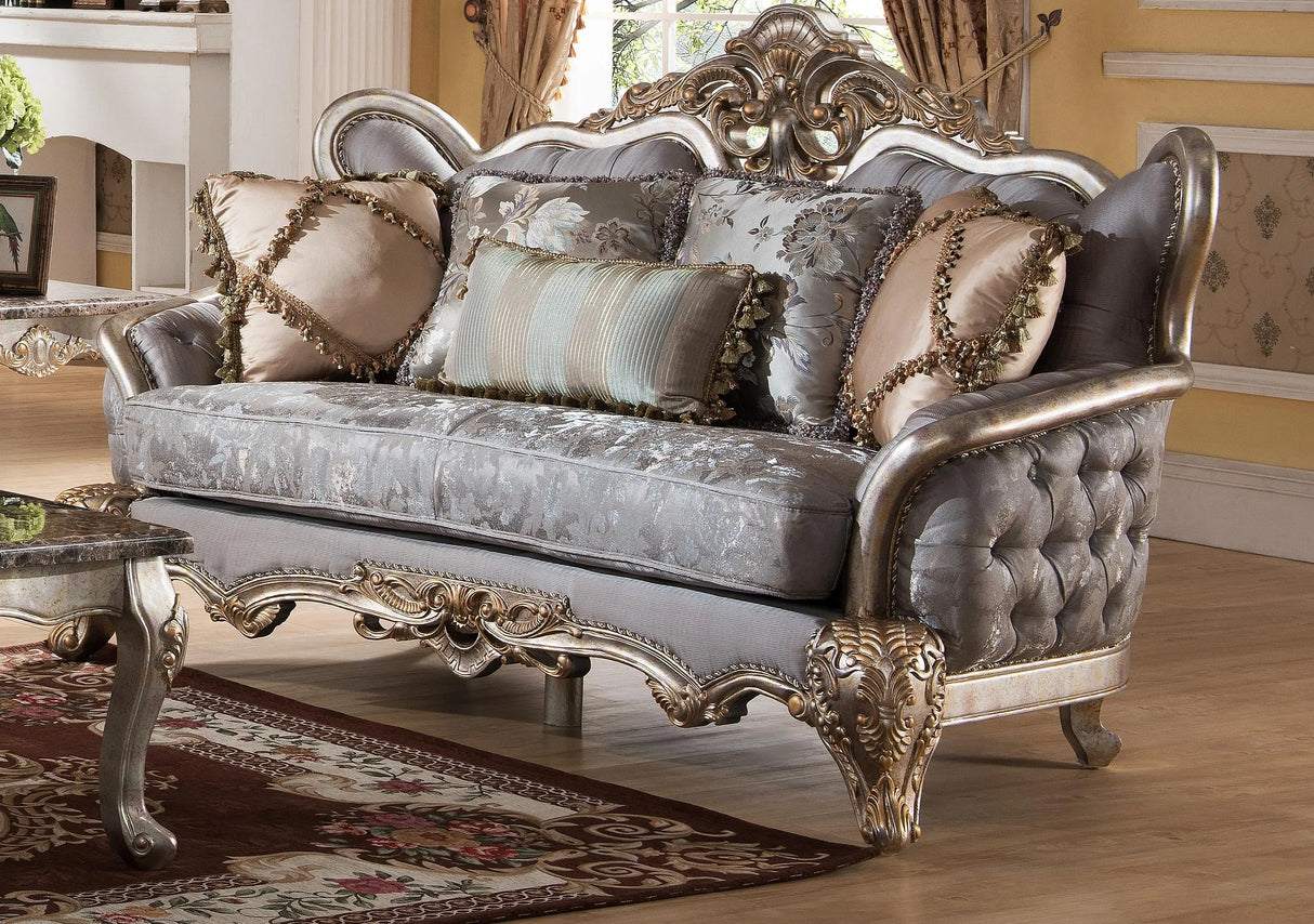 Oprah Traditional Style Loveseat in Metallic finish Wood - Home Elegance USA