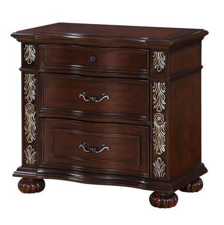 Rosanna Traditional Style Nightstand in Cherry finish Wood - Home Elegance USA