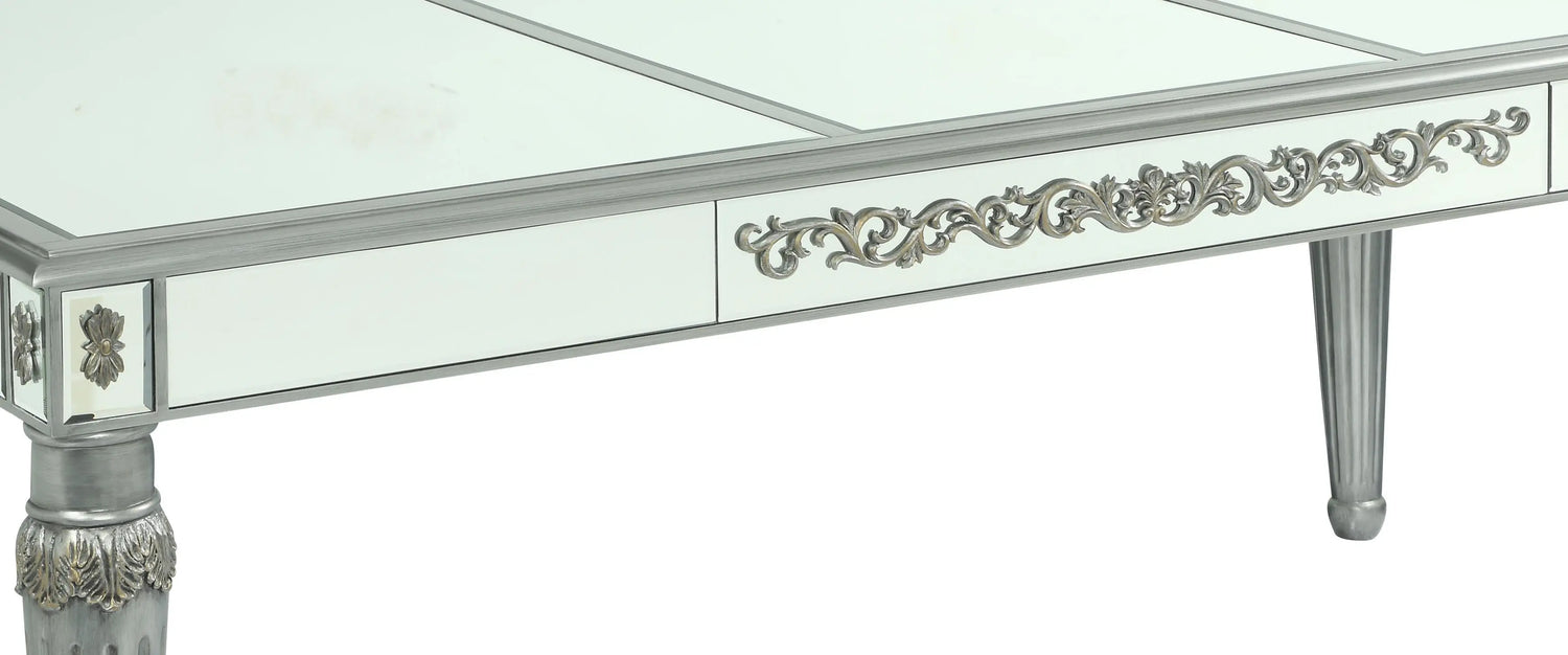 Queen Gold Modern Style Dining Table in Silver finish Wood - Home Elegance USA