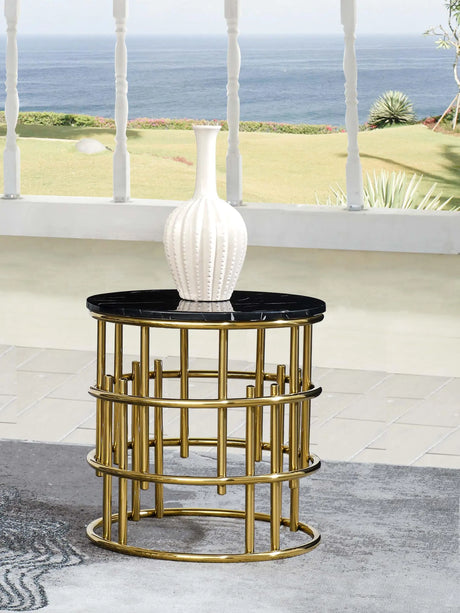 Talia Modern Style Marble End Table With Metal Base | Cosmos