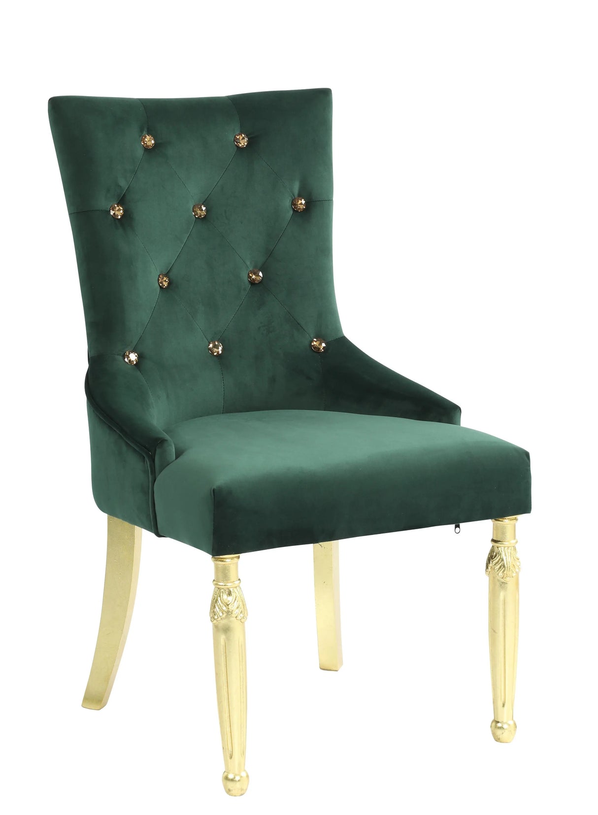 Queen Gold Modern Style Dining Chair in Green Velvet Fabric - Home Elegance USA