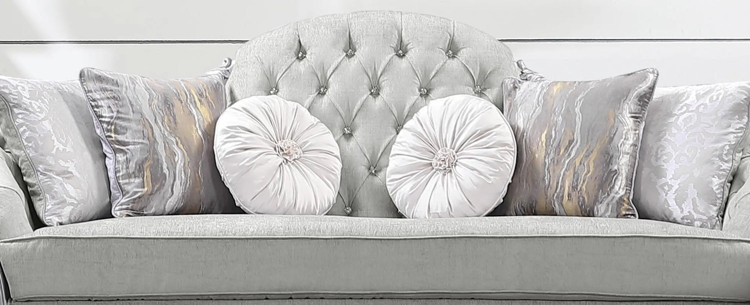 Natalia Transitional Style Loveseat in Silver finish Wood - Home Elegance USA