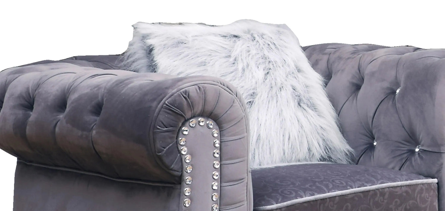 Sahara Modern Style Gray Chair with Acrylic legs - Home Elegance USA