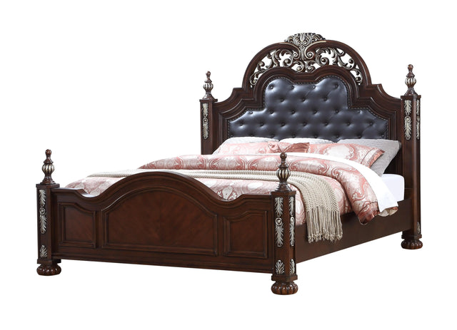Rosanna Traditional Style Queen Bed in Cherry finish Wood - Home Elegance USA
