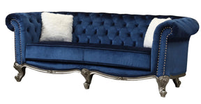 Mia Transitional Style Navy Sofa With Silver Finish | Cosmos