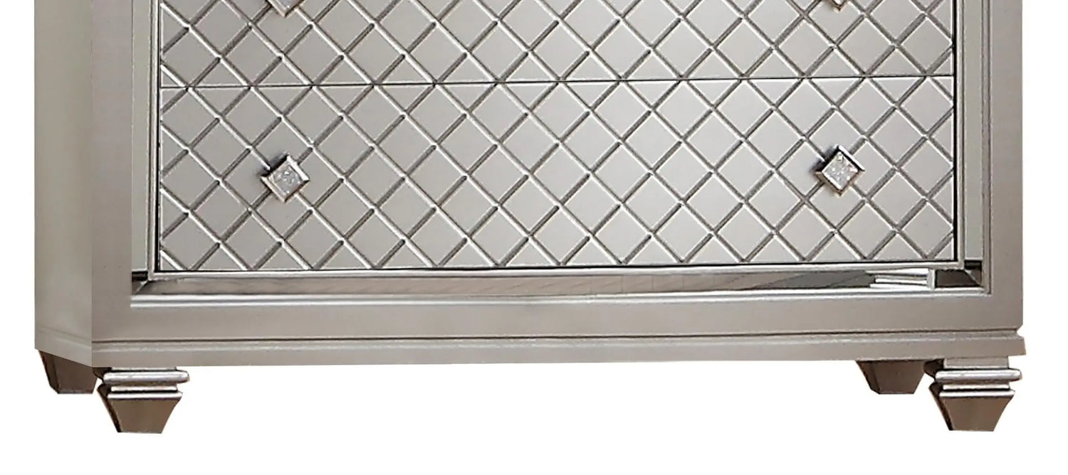 Shiney Contemporary Style Chest in Silver finish Wood - Home Elegance USA