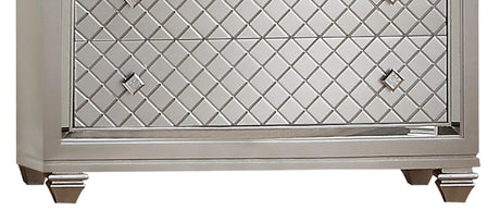 Shiney Contemporary Style Chest In Silver Finish Wood | Cosmos