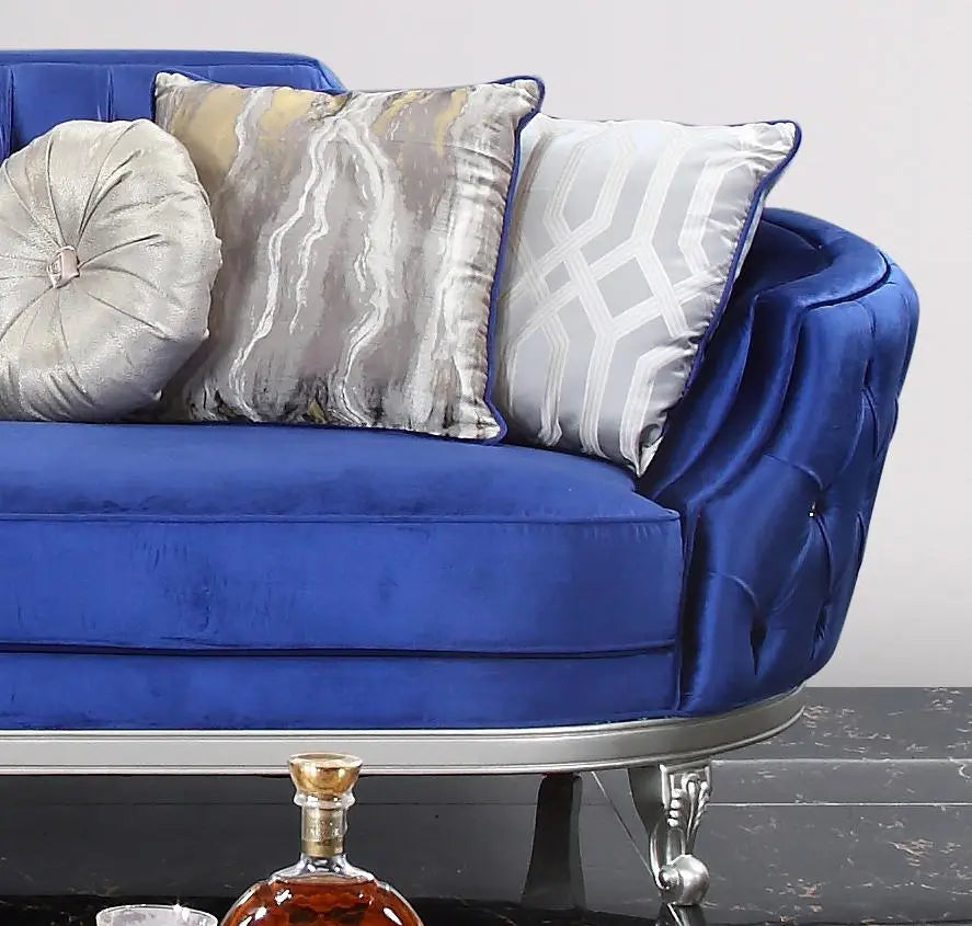 Skylar Transitional Style Loveseat in Silver finish Wood - Home Elegance USA