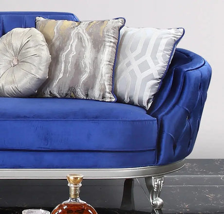 Skylar Transitional Style Loveseat In Silver Finish Wood | Cosmos