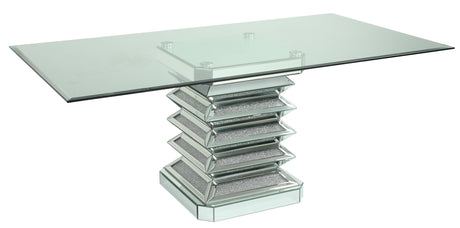 Ava Modern Style Dining Table in Silver and Glass - Home Elegance USA