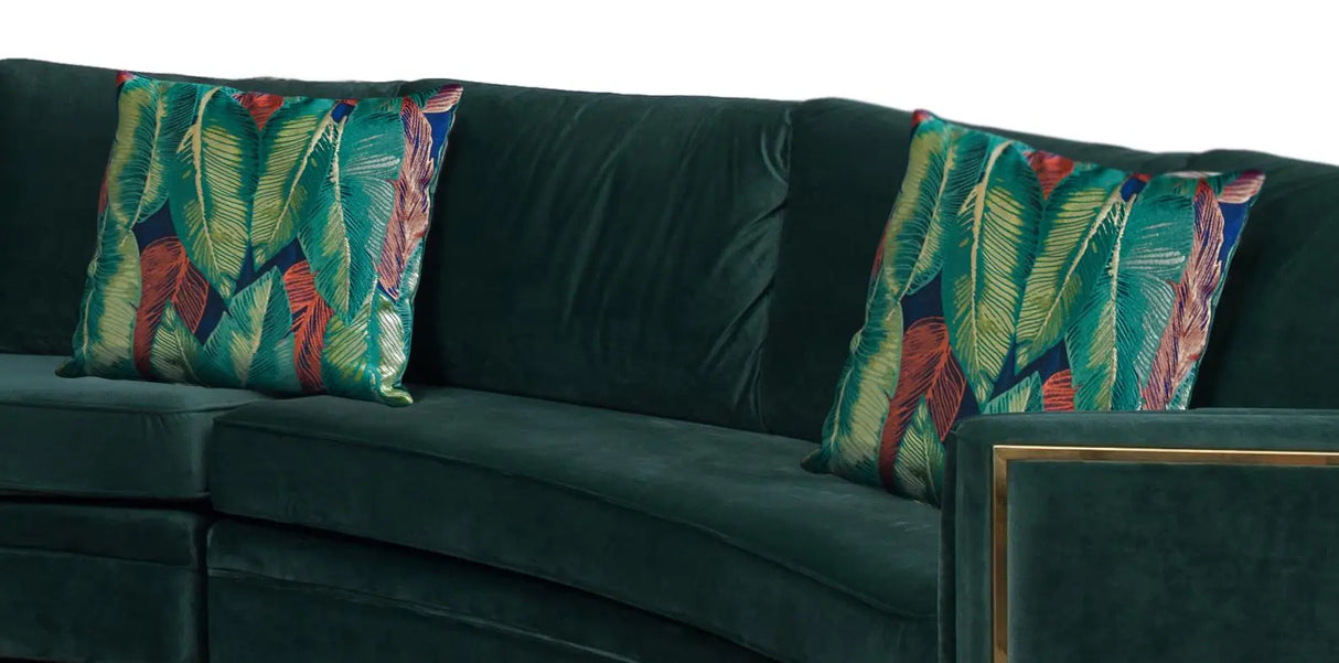 Marco Sectional in Green with Gold Finish - Home Elegance USA