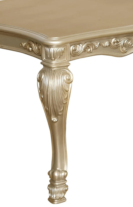 Miranda Transitional Style Dining Table In Gold Finish Wood | Cosmos